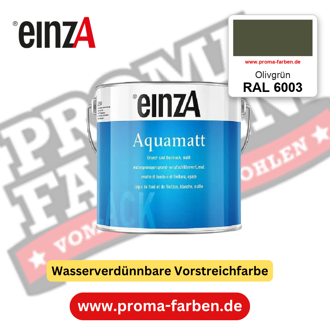 einzA Aquamatt RAL 6003 Olivgrün – matte, wasserverdünnbare Acryl-PU-Lackfarbe, online kaufen bei Proma Farben