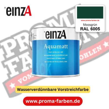 einzA Aquamatt RAL 6005 Moosgrün – matte, wasserverdünnbare Acryl-PU-Lackfarbe, online kaufen bei Proma Farben
