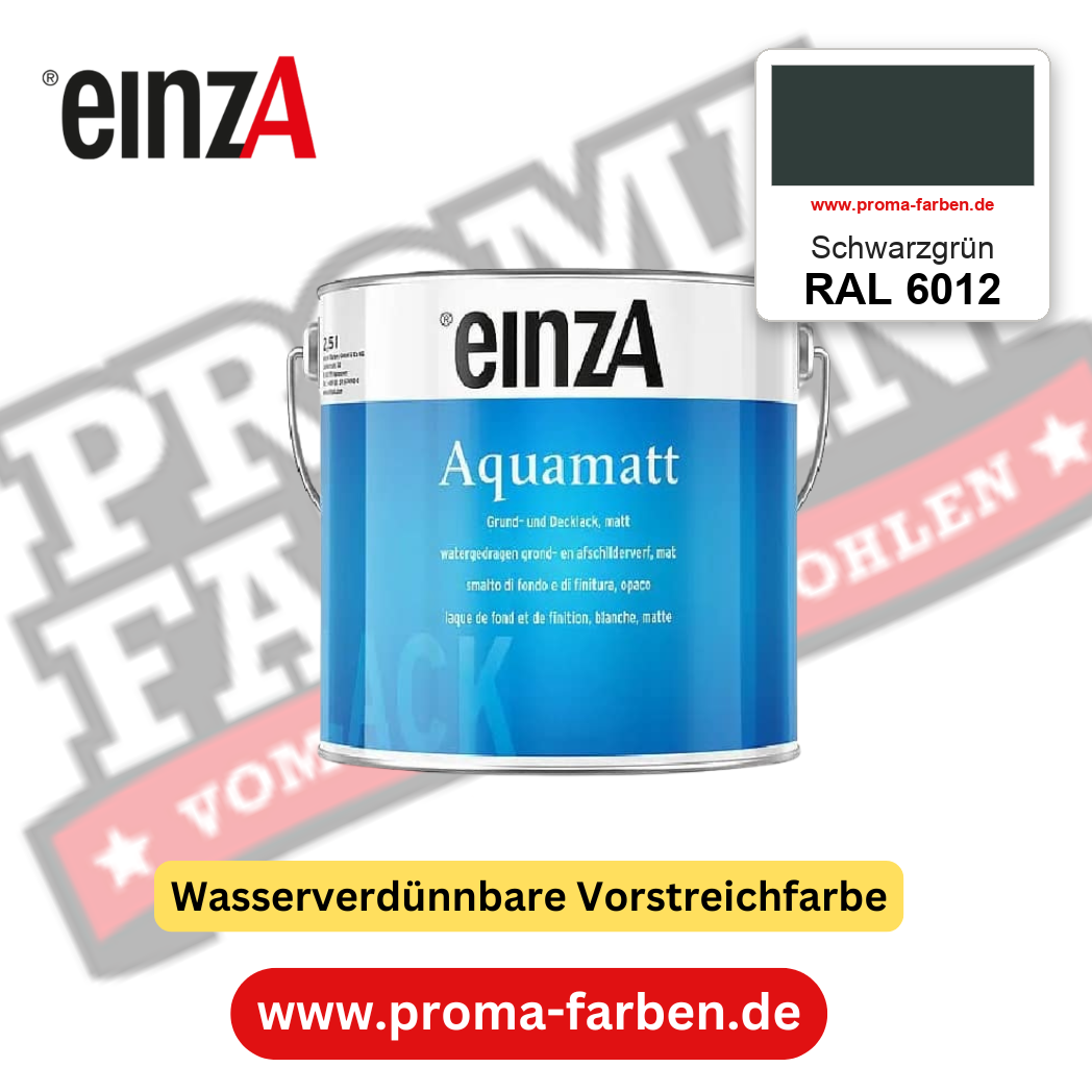 einzA Aquamatt RAL 6012 Schwarzgrün – matte, wasserverdünnbare Acryl-PU-Lackfarbe, online kaufen bei Proma Farben
