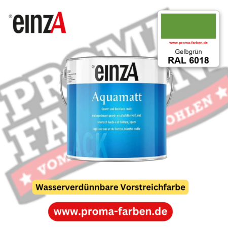 einzA Aquamatt RAL 6018 Gelbgrün – matte, wasserverdünnbare Acryl-PU-Lackfarbe, online kaufen bei Proma Farben