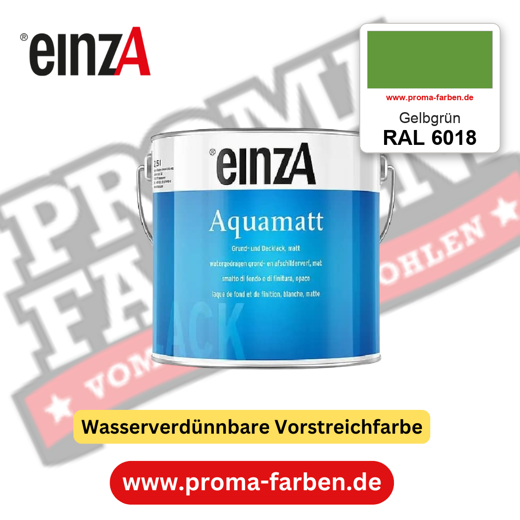 einzA Aquamatt RAL 6018 Gelbgrün – matte, wasserverdünnbare Acryl-PU-Lackfarbe, online kaufen bei Proma Farben