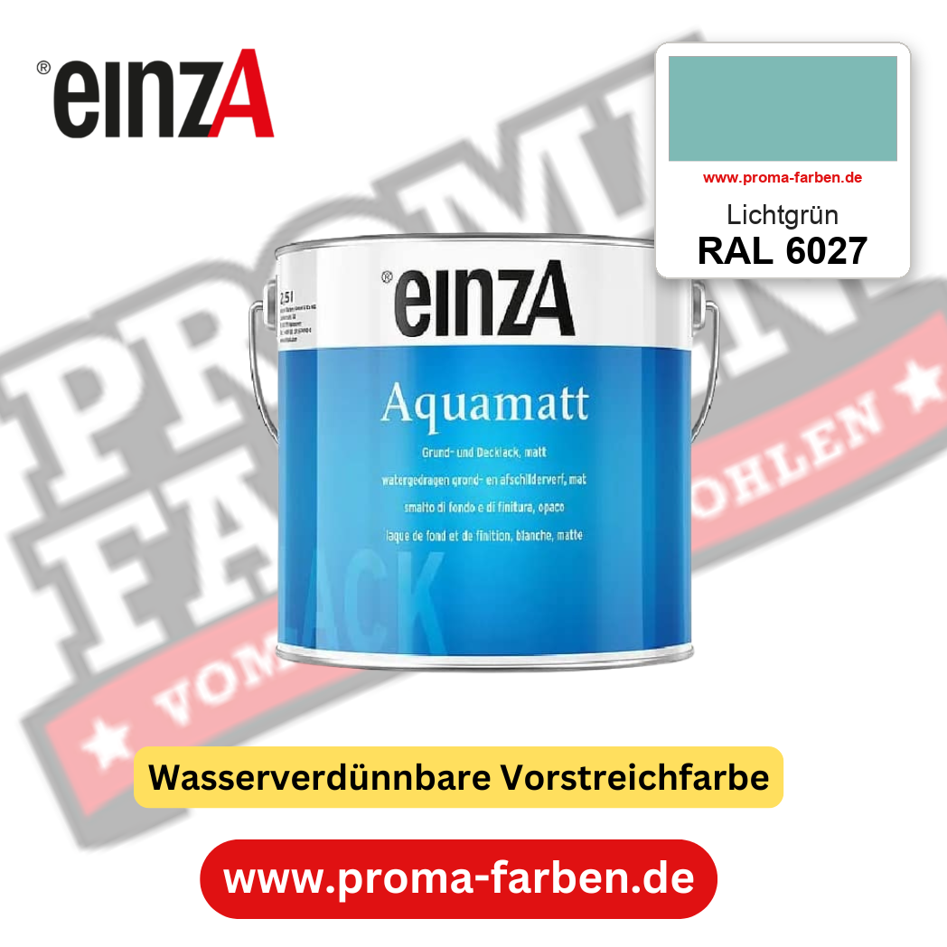 einzA Aquamatt RAL 6027 Lichtgrün – matte, wasserverdünnbare Acryl-PU-Lackfarbe, online kaufen bei Proma Farben