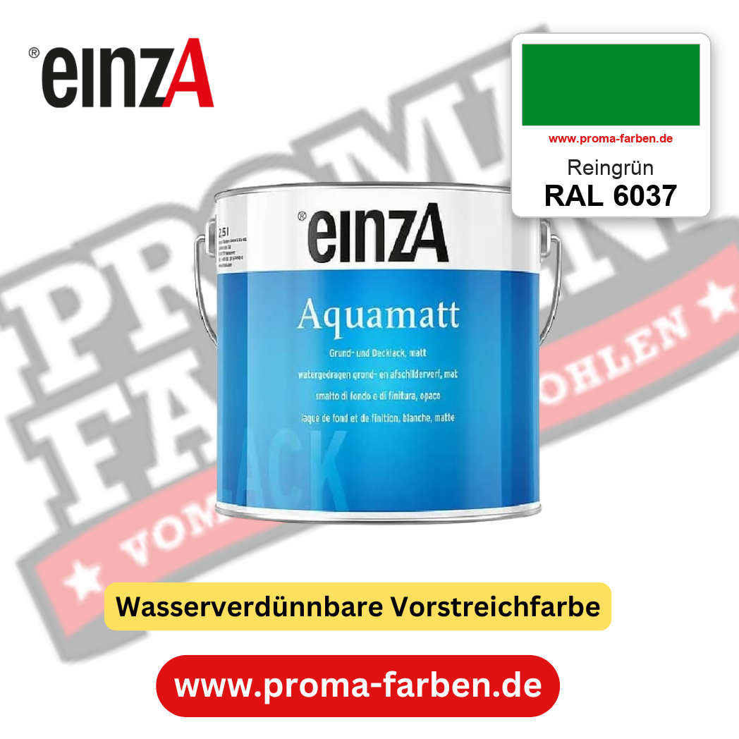 einzA Aquamatt RAL 6037 Reingrün – matte, wasserverdünnbare Acryl-PU-Lackfarbe, online kaufen bei Proma Farben