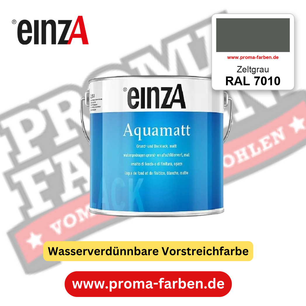 einzA Aquamatt RAL 7010 Zeltgrau – matte, wasserverdünnbare Acryl-PU-Lackfarbe, online kaufen bei Proma Farben