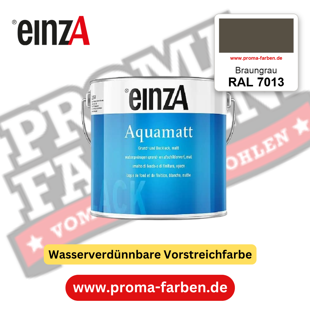 einzA Aquamatt RAL 7013 Braungrau – matte, wasserverdünnbare Acryl-PU-Lackfarbe, online kaufen bei Proma Farben