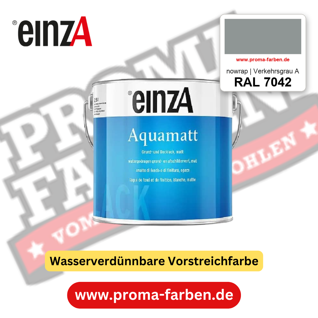 einzA Aquamatt RAL 7042 nowrap | Verkehrsgrau A – matte, wasserverdünnbare Acryl-PU-Lackfarbe, online kaufen bei Proma Farben