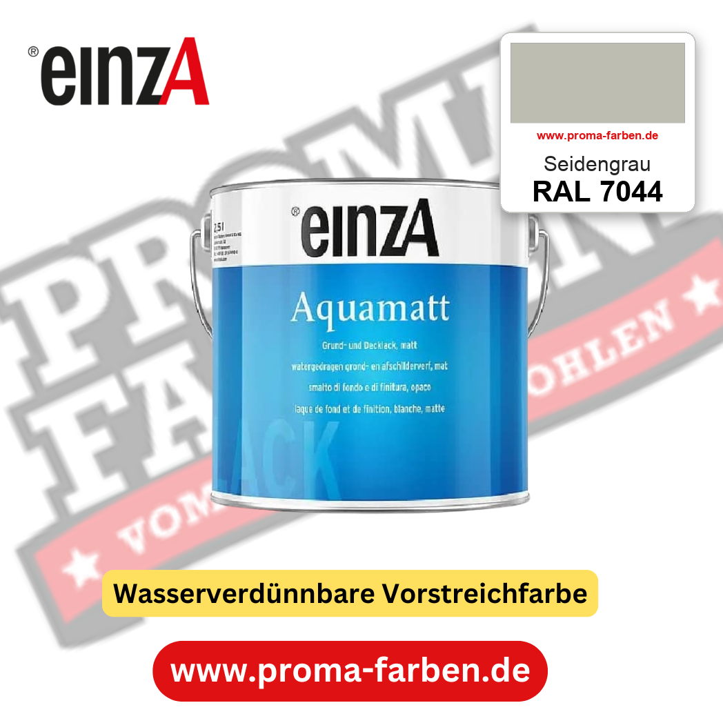einzA Aquamatt RAL 7044 Seidengrau – matte, wasserverdünnbare Acryl-PU-Lackfarbe, online kaufen bei Proma Farben
