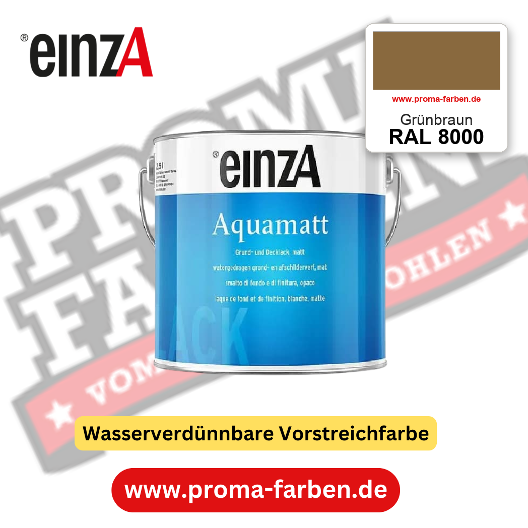 einzA Aquamatt RAL 8000 Grünbraun – matte, wasserverdünnbare Acryl-PU-Lackfarbe, online kaufen bei Proma Farben
