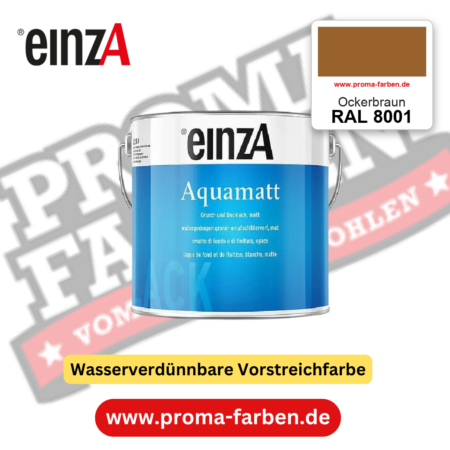 einzA Aquamatt RAL 8001 Ockerbraun – matte, wasserverdünnbare Acryl-PU-Lackfarbe, online kaufen bei Proma Farben