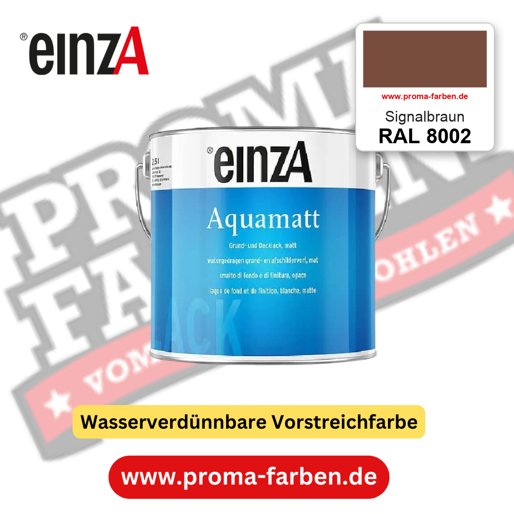 einzA Aquamatt RAL 8002 Signalbraun – matte, wasserverdünnbare Acryl-PU-Lackfarbe, online kaufen bei Proma Farben