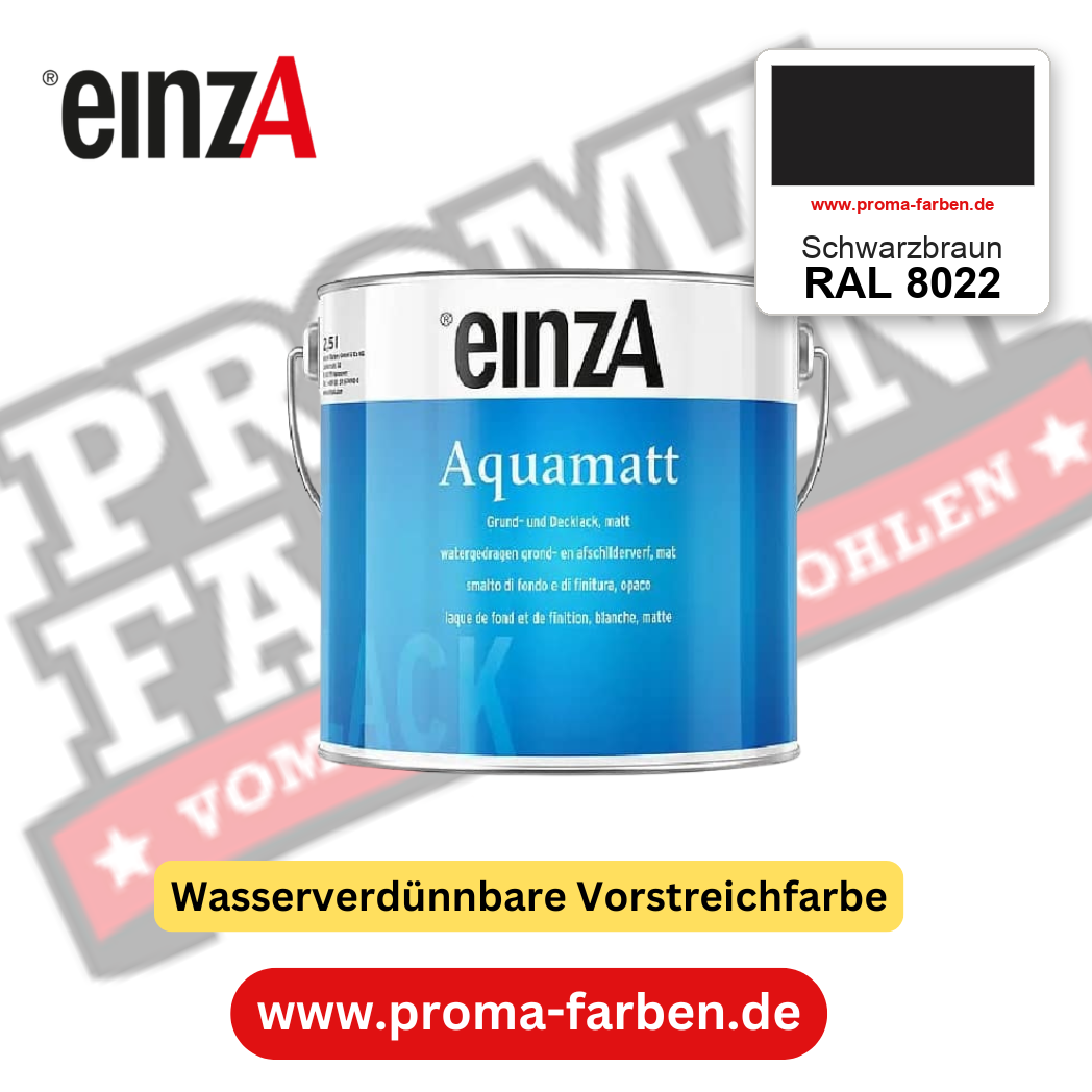 einzA Aquamatt RAL 8022 Schwarzbraun – matte, wasserverdünnbare Acryl-PU-Lackfarbe, online kaufen bei Proma Farben
