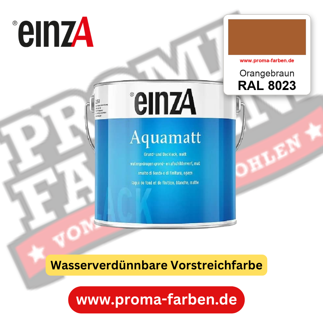 einzA Aquamatt RAL 8023 Orangebraun – matte, wasserverdünnbare Acryl-PU-Lackfarbe, online kaufen bei Proma Farben