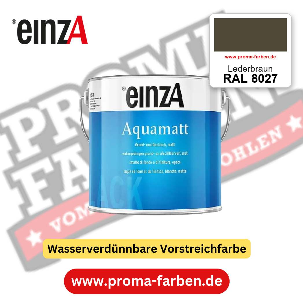 einzA Aquamatt RAL 8027 Lederbraun – matte, wasserverdünnbare Acryl-PU-Lackfarbe, online kaufen bei Proma Farben