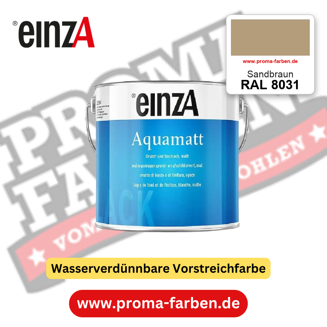 einzA Aquamatt RAL 8031 Sandbraun – matte, wasserverdünnbare Acryl-PU-Lackfarbe, online kaufen bei Proma Farben