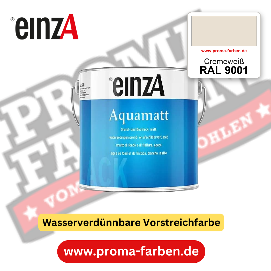 einzA Aquamatt RAL 9001 Cremeweiß – matte, wasserverdünnbare Acryl-PU-Lackfarbe, online kaufen bei Proma Farben