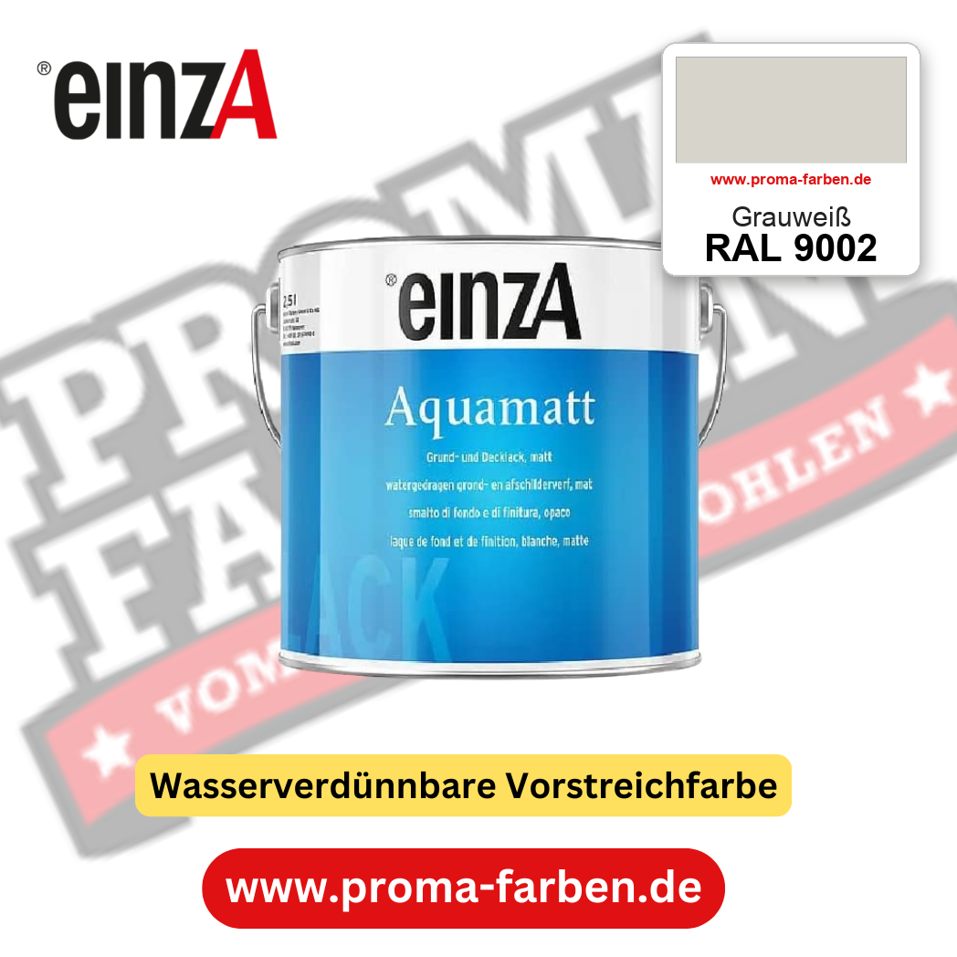 einzA Aquamatt RAL 9002 Grauweiß – matte, wasserverdünnbare Acryl-PU-Lackfarbe, online kaufen bei Proma Farben