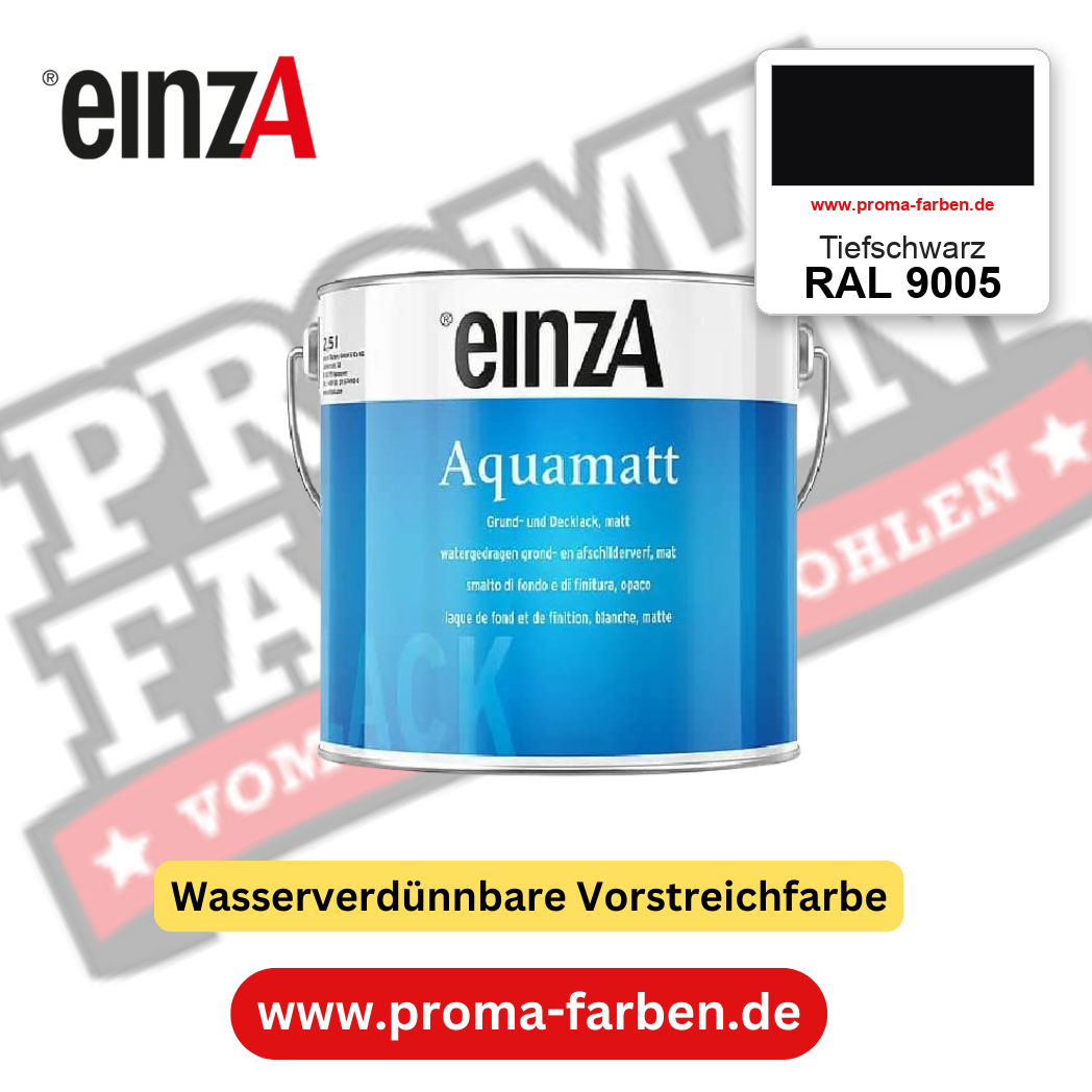 einzA Aquamatt RAL 9005 Tiefschwarz – matte, wasserverdünnbare Acryl-PU-Lackfarbe, online kaufen bei Proma Farben