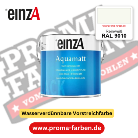 einzA Aquamatt RAL 9010 Reinweiß – matte, wasserverdünnbare Acryl-PU-Lackfarbe, online kaufen bei Proma Farben
