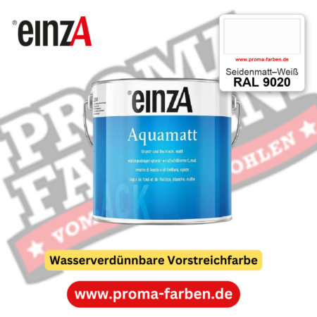 einzA Aquamatt RAL 9020 Seidenmatt–Weiß – matte, wasserverdünnbare Acryl-PU-Lackfarbe, online kaufen bei Proma Farben