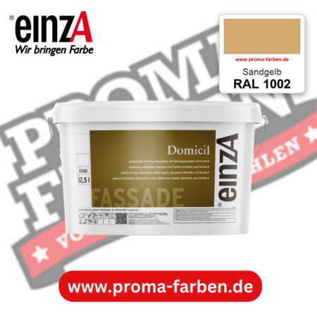 einzA Domicil Fassadenfarbe RAL 1002 Sandgelb – seidenmatte Fassadenfarbe, online kaufen bei Proma Farben