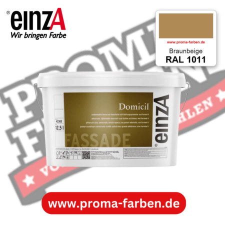 einzA Domicil Fassadenfarbe RAL 1011 Braunbeige – seidenmatte Fassadenfarbe, online kaufen bei Proma Farben