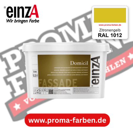einzA Domicil Fassadenfarbe RAL 1012 Zitronengelb – seidenmatte Fassadenfarbe, online kaufen bei Proma Farben