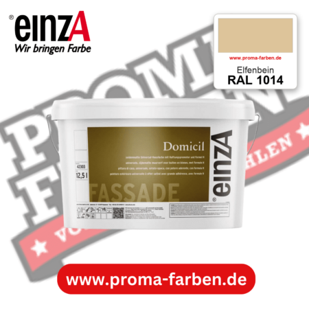 einzA Domicil Fassadenfarbe RAL 1014 Elfenbein – seidenmatte Fassadenfarbe, online kaufen bei Proma Farben