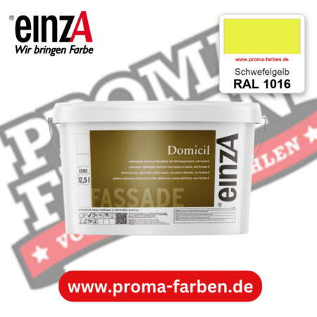 einzA Domicil Fassadenfarbe RAL 1016 Schwefelgelb – seidenmatte Fassadenfarbe, online kaufen bei Proma Farben