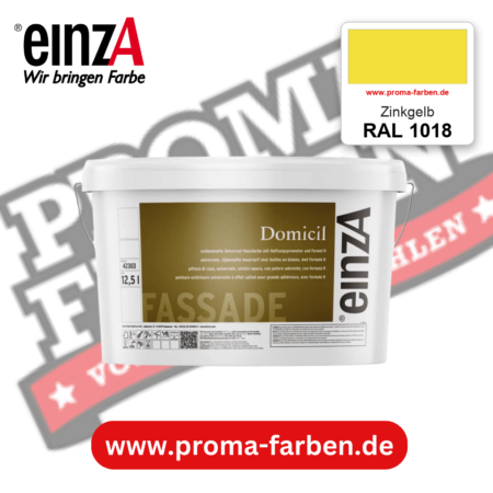 einzA Domicil Fassadenfarbe RAL 1018 Zinkgelb – seidenmatte Fassadenfarbe, online kaufen bei Proma Farben