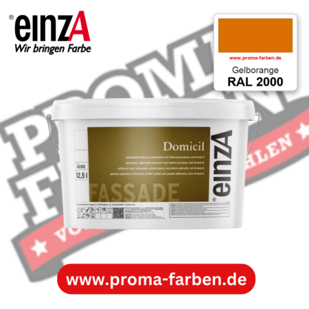 einzA Domicil Fassadenfarbe RAL 2000 Gelborange – seidenmatte Fassadenfarbe, online kaufen bei Proma Farben