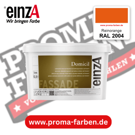 einzA Domicil Fassadenfarbe RAL 2004 Reinorange – seidenmatte Fassadenfarbe, online kaufen bei Proma Farben
