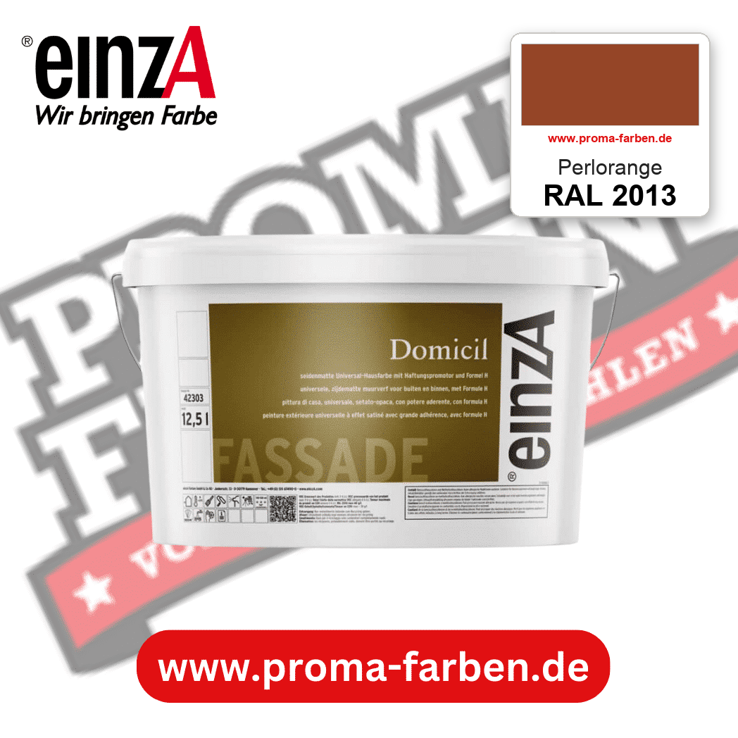 einzA Domicil Fassadenfarbe RAL 2013 Perlorange – seidenmatte Fassadenfarbe, online kaufen bei Proma Farben