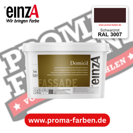 einzA Domicil Fassadenfarbe RAL 3007 Schwarzrot – seidenmatte Fassadenfarbe, online kaufen bei Proma Farben