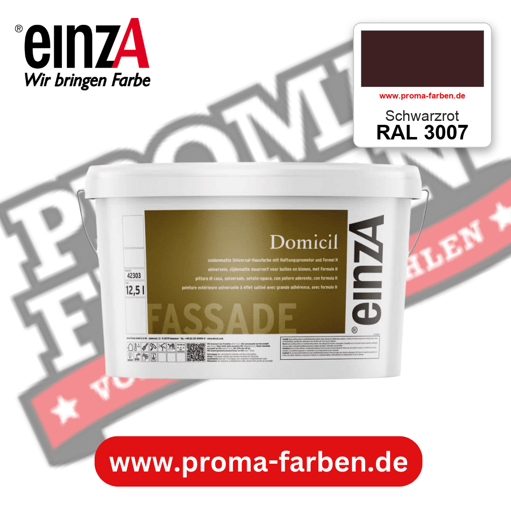 einzA Domicil Fassadenfarbe RAL 3007 Schwarzrot – seidenmatte Fassadenfarbe, online kaufen bei Proma Farben