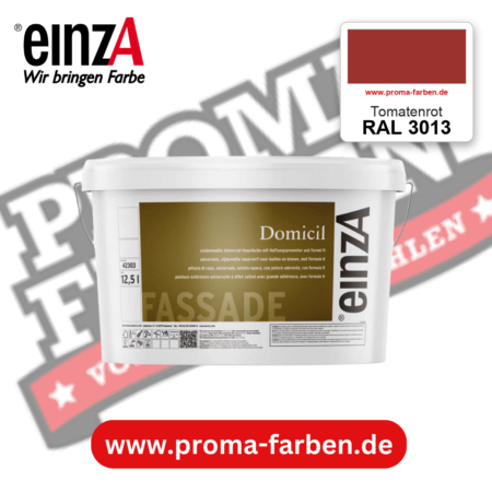 einzA Domicil Fassadenfarbe RAL 3013 Tomatenrot – seidenmatte Fassadenfarbe, online kaufen bei Proma Farben