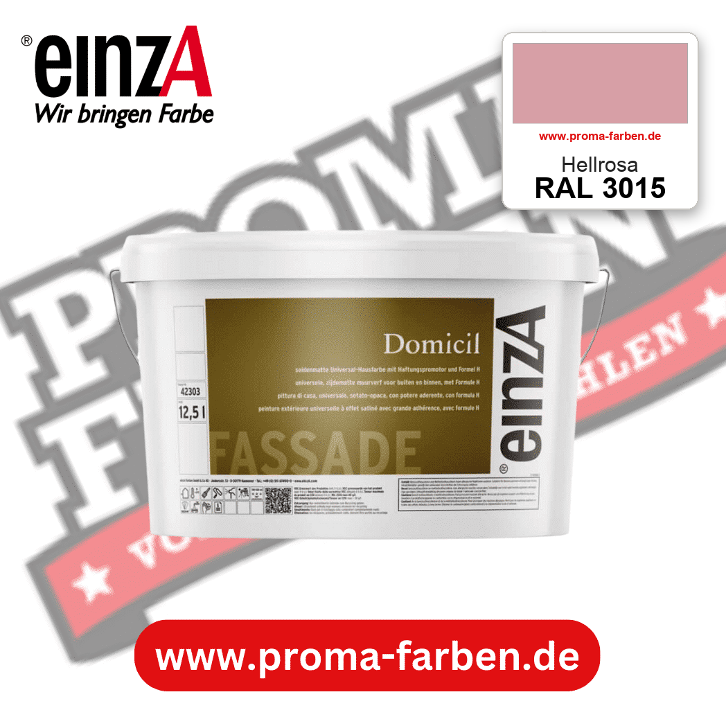 einzA Domicil Fassadenfarbe RAL 3015 Hellrosa – seidenmatte Fassadenfarbe, online kaufen bei Proma Farben