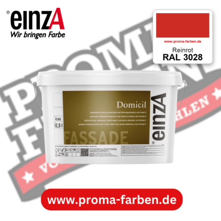 einzA Domicil Fassadenfarbe RAL 3028 Reinrot – seidenmatte Fassadenfarbe, online kaufen bei Proma Farben