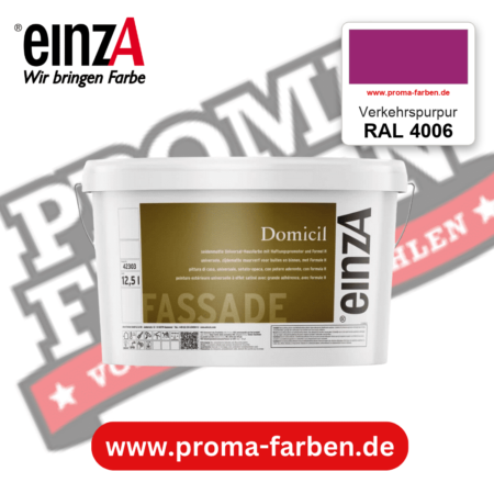 einzA Domicil Fassadenfarbe RAL 4006 Verkehrspurpur – seidenmatte Fassadenfarbe, online kaufen bei Proma Farben