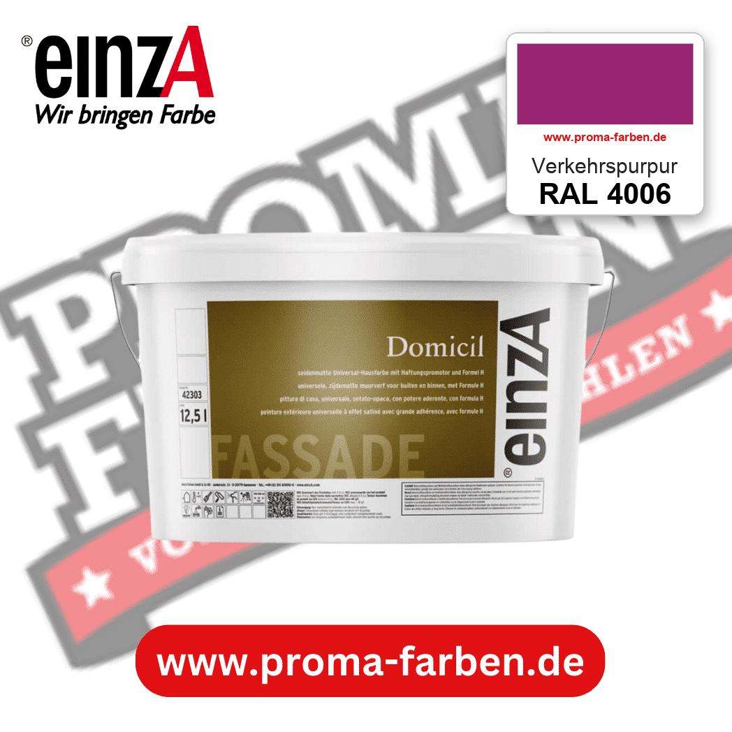 einzA Domicil Fassadenfarbe RAL 4006 Verkehrspurpur – seidenmatte Fassadenfarbe, online kaufen bei Proma Farben