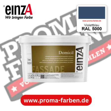 einzA Domicil Fassadenfarbe RAL 5000 Violettblau – seidenmatte Fassadenfarbe, online kaufen bei Proma Farben