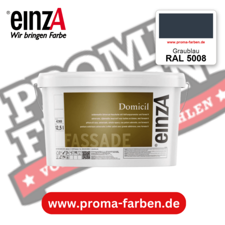 einzA Domicil Fassadenfarbe RAL 5008 Graublau – seidenmatte Fassadenfarbe, online kaufen bei Proma Farben