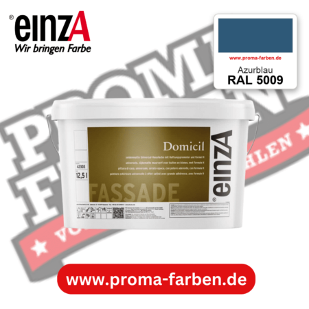einzA Domicil Fassadenfarbe RAL 5009 Azurblau – seidenmatte Fassadenfarbe, online kaufen bei Proma Farben
