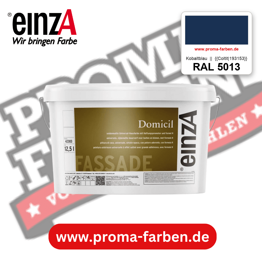 einzA Domicil Fassadenfarbe RAL 5013 Kobaltblau || {{Coltit|193153}} – seidenmatte Fassadenfarbe, online kaufen bei Proma Farben