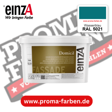einzA Domicil Fassadenfarbe RAL 5021 Wasserblau – seidenmatte Fassadenfarbe, online kaufen bei Proma Farben