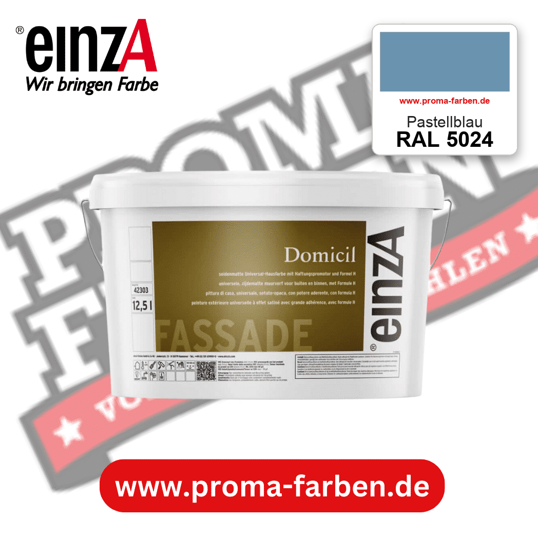 einzA Domicil Fassadenfarbe RAL 5024 Pastellblau – seidenmatte Fassadenfarbe, online kaufen bei Proma Farben