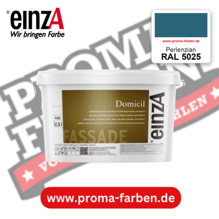 einzA Domicil Fassadenfarbe RAL 5025 Perlenzian – seidenmatte Fassadenfarbe, online kaufen bei Proma Farben