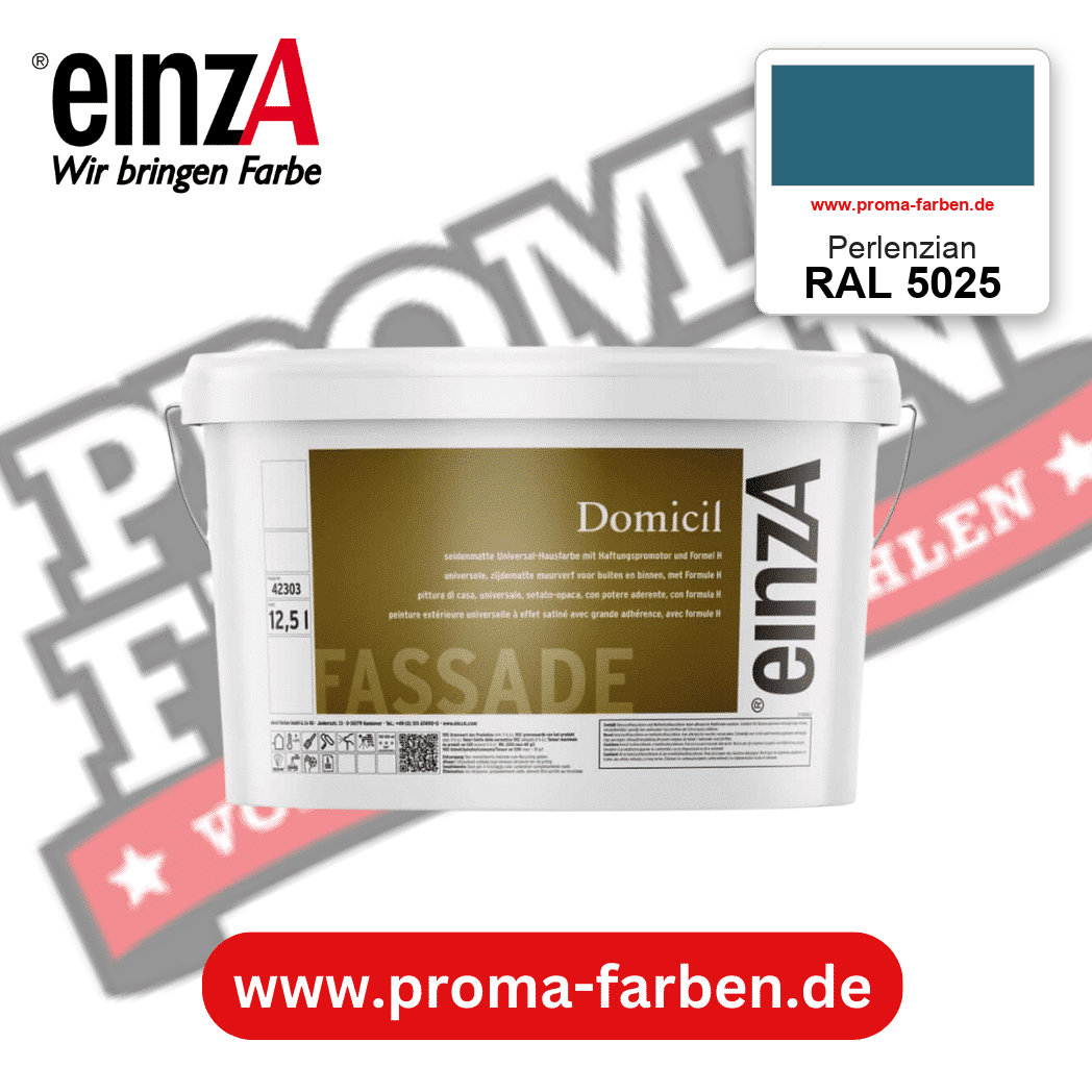 einzA Domicil Fassadenfarbe RAL 5025 Perlenzian – seidenmatte Fassadenfarbe, online kaufen bei Proma Farben