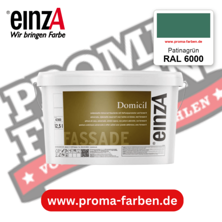 einzA Domicil Fassadenfarbe RAL 6000 Patinagrün – seidenmatte Fassadenfarbe, online kaufen bei Proma Farben