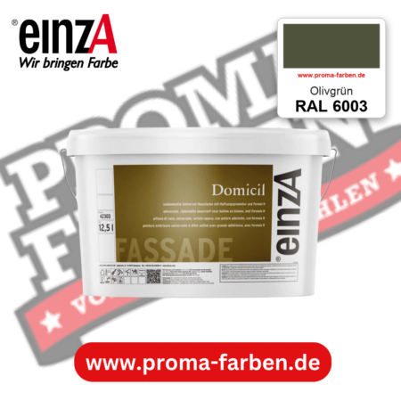 einzA Domicil Fassadenfarbe RAL 6003 Olivgrün – seidenmatte Fassadenfarbe, online kaufen bei Proma Farben