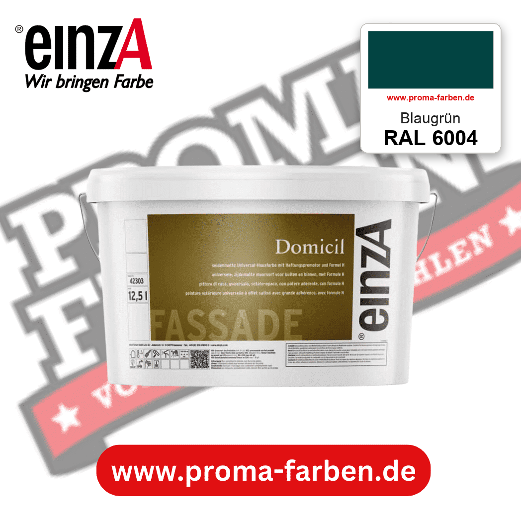 einzA Domicil Fassadenfarbe RAL 6004 Blaugrün – seidenmatte Fassadenfarbe, online kaufen bei Proma Farben